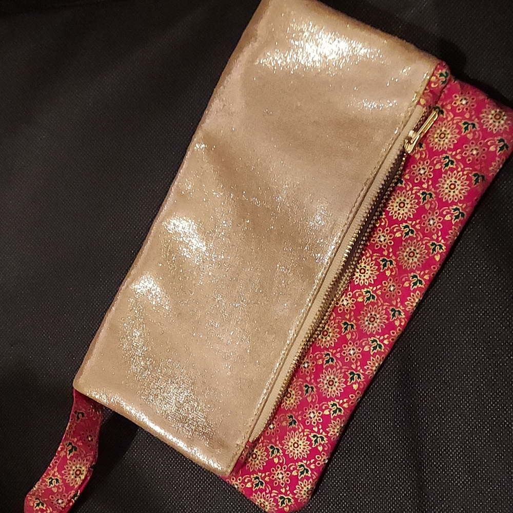 Multipattern Fold over Zip Closure Clutch Wristlet